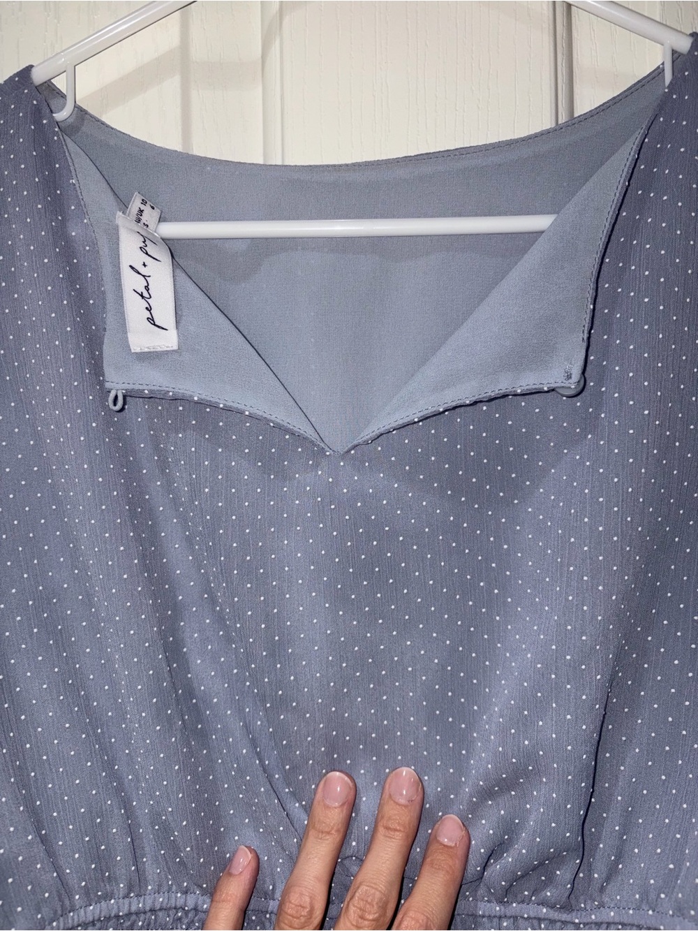 Petal & Pup Lavender Polka Dot Smocked-Waist Blouse - Picture 7 of 7